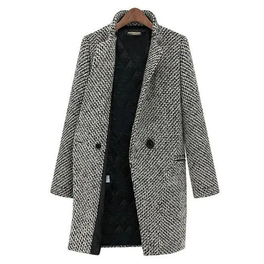 Amen - Elegant Houndstooth Winter Coat