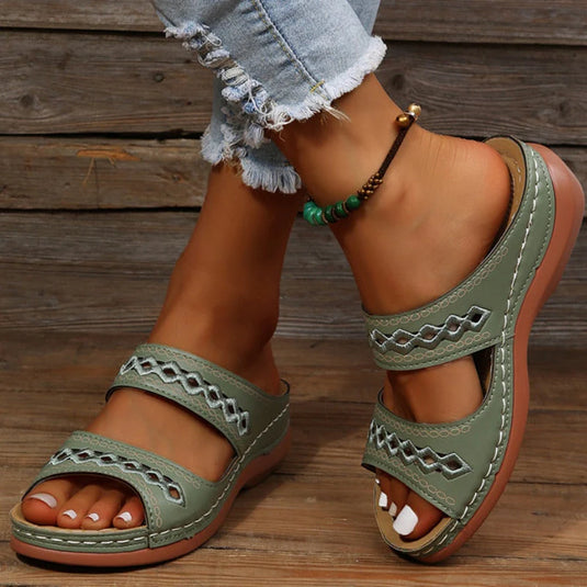 Mia - Comfy Slip-On Wedge Sandals