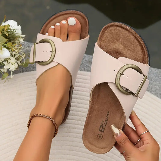 Tara - Buckle Strap Cork Sandals