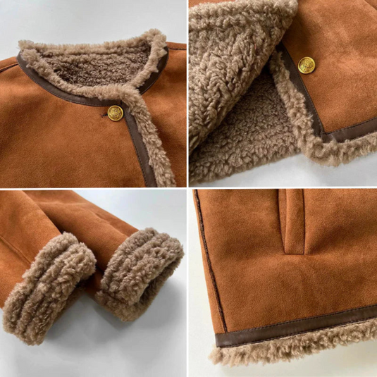 Elara™️ - Premium Sheepskin Button Jacket