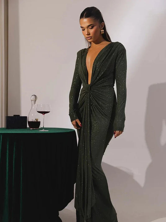 LUCIA™ | SPARKLING V-NECK MAXI DRESS